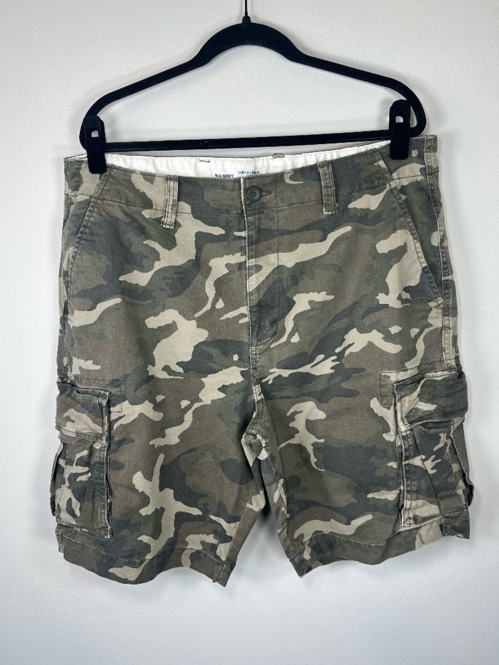 Old Navy Lived In Straight Flex Camo Cargo Shorts Green Utility Military 38x10" - Picture 1 of 12